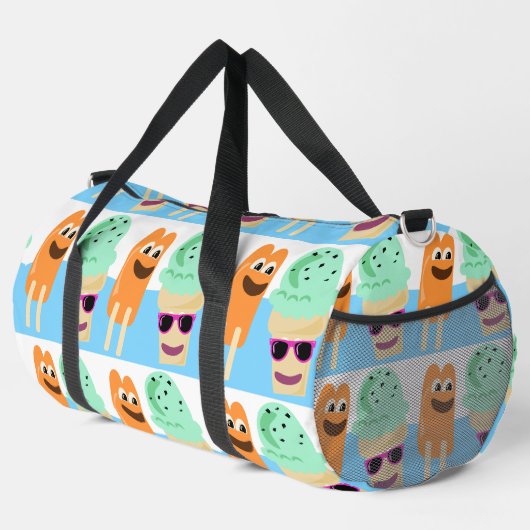 凍っていおもしろいタイムトリートサマーデザートパターン ダッフルバッグ (右コーナー)