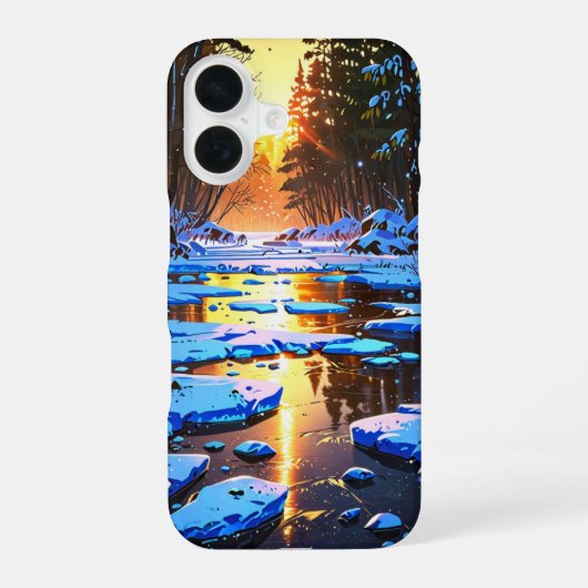 凍ってい冬の川 iPhone 16ケース (裏面)