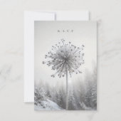 凍ってい冬の花結婚の食事の選択肢RSVP 出欠カード (正面)