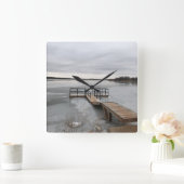 凍ってい波止場 スクエア壁時計 (ホーム)