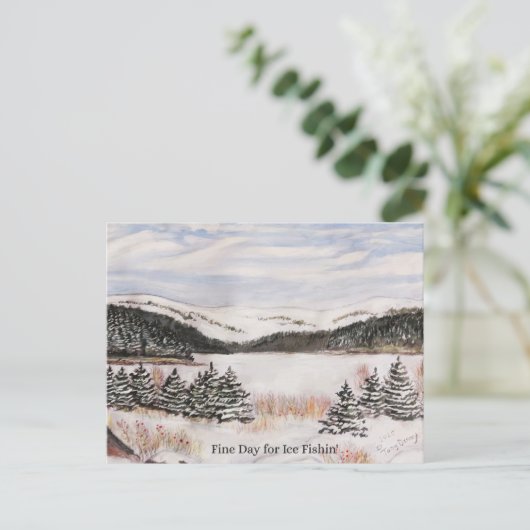 凍ってい湖の風景NLカナダ シーズンポストカード (スタンド正面)