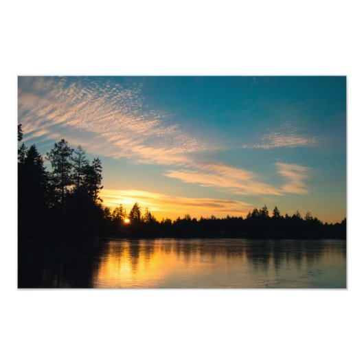 凍ってい湖アットサンセット フォトプリント            (正面)