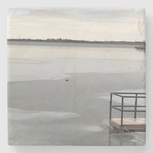 凍ってい湖 ストーンコースター (正面)