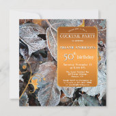 凍ってい葉秋ウィンターカクテルパーティー誕生日 招待状 (正面)