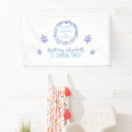 凍ってい誕生日の背景の年齢バナ凍っていー 横断幕 (インサイチュ)