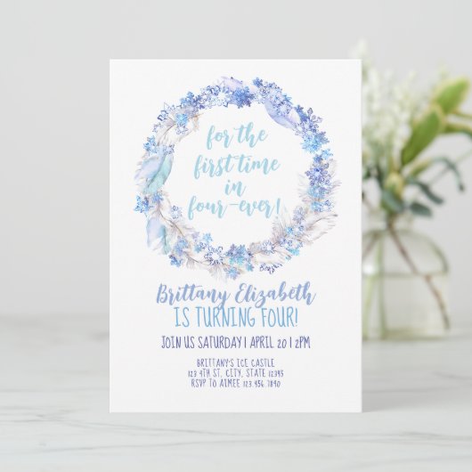 凍ってい誕生日招待状4thバースデー凍ってい招待状 招待状 (スタンド正面)