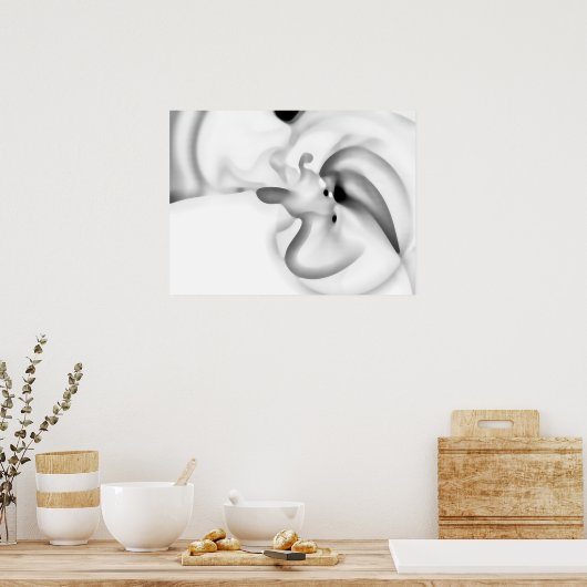 凍ってい:抽象芸術グレー、白、および黒 ポスター (キッチン)