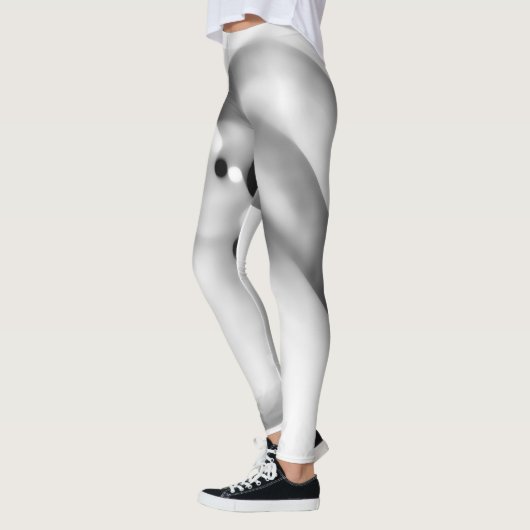 凍ってい:抽象芸術グレー、白、および黒 レギンス (左)