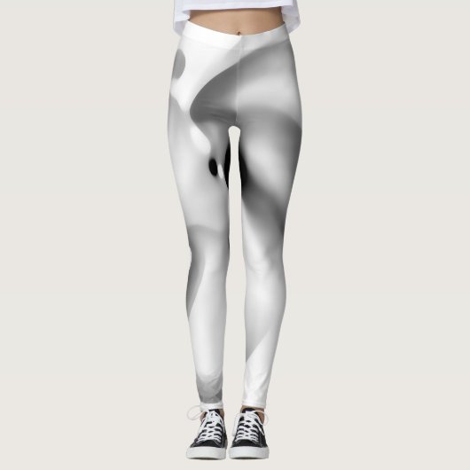 凍ってい:抽象芸術グレー、白、および黒 レギンス (正面)
