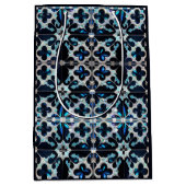 凍ってい-blueティール（緑がかった色）ホワイト冬とパールインスパイア ミディアムペーパーバッグ (正面)