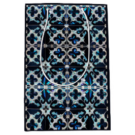 凍ってい-blueティール（緑がかった色）ホワイト冬とパールインスパイア ミディアムペーパーバッグ