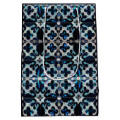 凍ってい-blueティール（緑がかった色）ホワイト冬とパールインスパイア ミディアムペーパーバッグ (裏面)