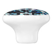 凍ってい-blueティール(緑がかった色)ホワイト冬と真珠インスパイア類 セラミックノブ (側面)