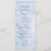 凍てつく冬のシルバー雪の結晶のウェディング メニュー (正面)