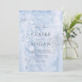 凍てつく冬のシルバー雪の結晶 ウェディング 招待状 (スタンド正面)