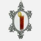 凍らされた茶のガラス スノーフレークピューターオーナメント (左)