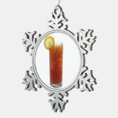 凍らされた茶のガラス スノーフレークピューターオーナメント (右)