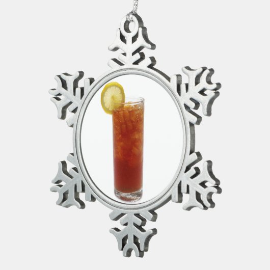 凍らされた茶のガラス スノーフレークピューターオーナメント (右)