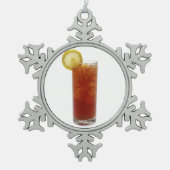 凍らされた茶のガラス スノーフレークピューターオーナメント (正面)