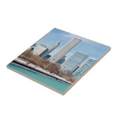 凍結するミシガン湖を渡るシカゴのスカイライン タイル (側面)