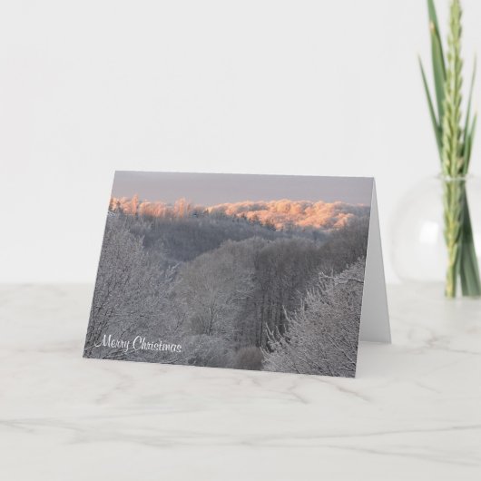 凍結する日の出のメリークリスマス シーズンカード (正面)