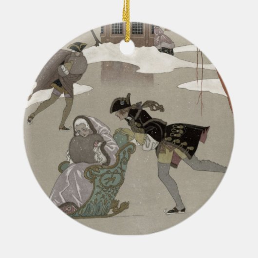 凍結する湖でアイススケートします、イラストレーションのための セラミックオーナメント (裏面)