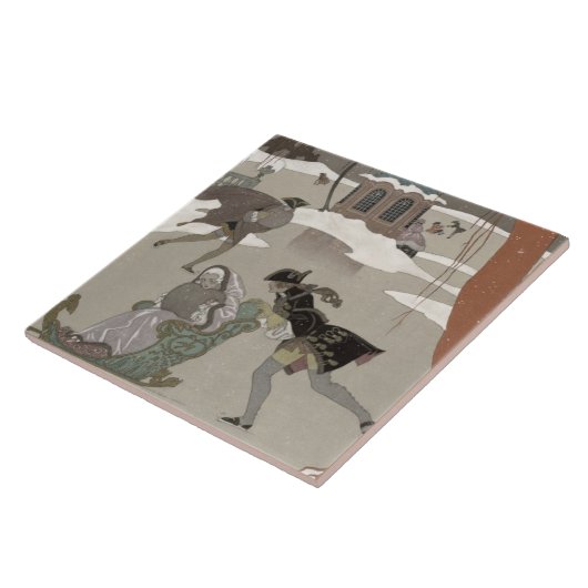 凍結する湖でアイススケートします、イラストレーションのための タイル (側面)