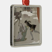 凍結する湖でアイススケートします、イラストレーションのための メタルオーナメント (右)