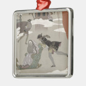 凍結する湖でアイススケートします、イラストレーションのための メタルオーナメント (左)