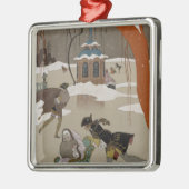 凍結する湖のアイススケート メタルオーナメント (左)