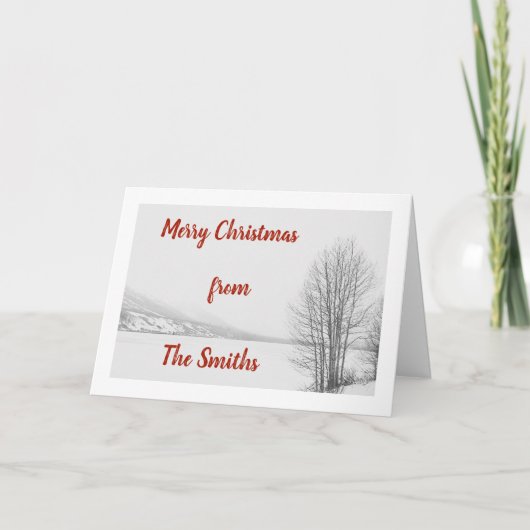 凍結する湖のクリスマスカード シーズンカード (正面)