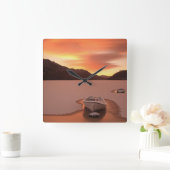 凍結する湖| Ruthven、イギリス スクエア壁時計 (ホーム)