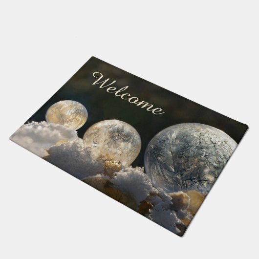 凍結する石鹸の泡の氷のカッコいいの冬の写真の歓迎 ドアマット (アングル)