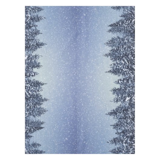 凍結する雪の冬の森林場面 テーブルクロス (正面)