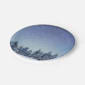 凍結する雪の冬の森林場面 ペーパープレート (アングル)