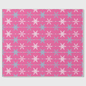 凍結する雪片のクリスマスのプレゼントの覆い/ピンク ラッピングペーパー (フラット)