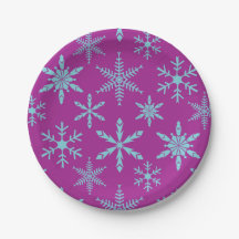 凍結する雪片の休日の紙皿