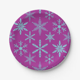 凍結する雪片の休日の紙皿 ペーパープレート