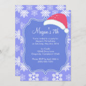 凍結する雪片の冬の誕生日 招待状 (正面/裏面)