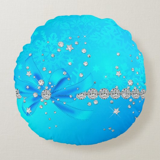 凍結する雪片 ラウンドクッション (正面)