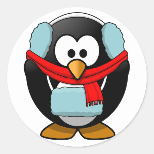 凍結のペンギンのステッカー ラウンドシール