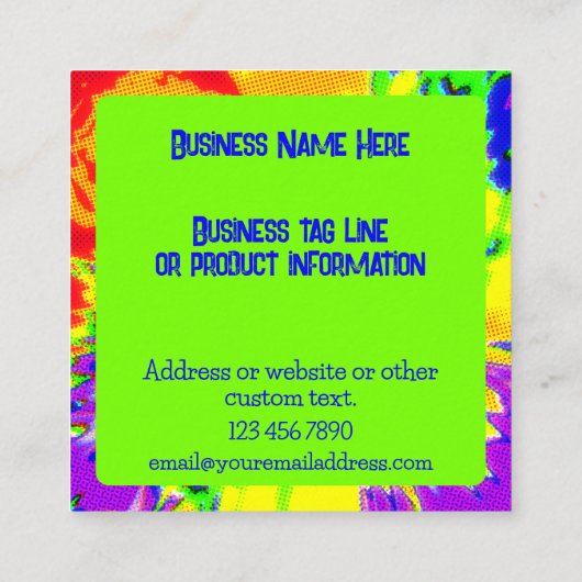 凍結乾燥キャンディカスタムーカラフル明るいおもしろい スクエア名刺 (裏面)