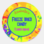 凍結乾燥キャンディレインボーパーソナライズされたラベル ラウンドシール (正面)
