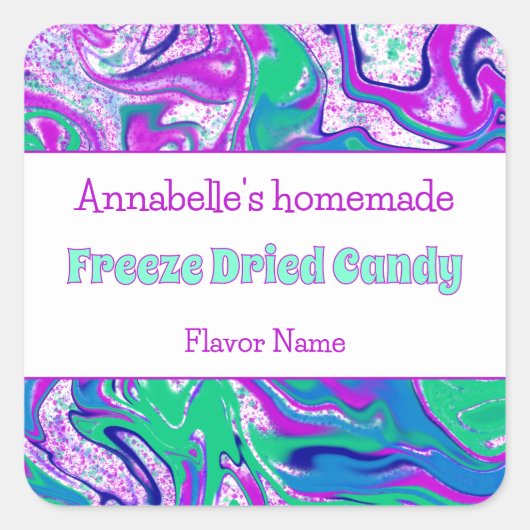 凍結乾燥キャンディ明るいカスタム製品ラベル スクエアシール (正面)