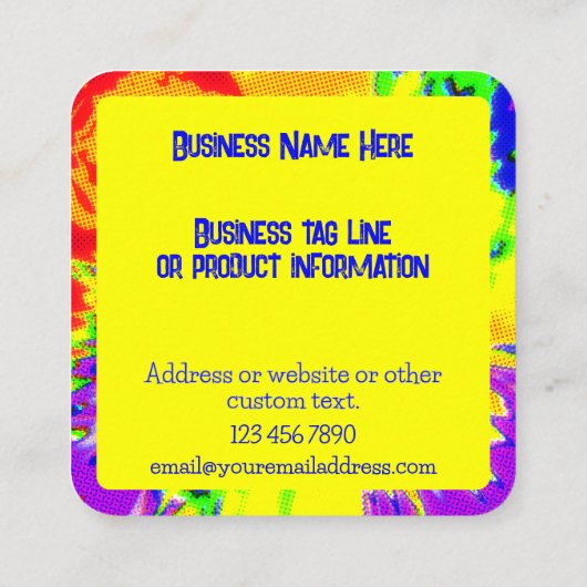 凍結乾燥飴カスタムカラフルパーソナライズされた スクエア名刺 (裏面)