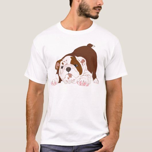 凝灰岩の子犬のよくはしゃぐなブルドッグの子犬 Tシャツ (正面)