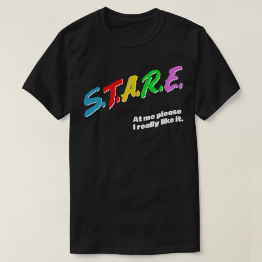 凝視して私を見て注意おもしろいシーカーデザイン Tシャツ (デザイン正面)