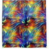 凝集抽象芸術絶妙な猫のスプラッシュシームレス シャワーカーテン (正面)