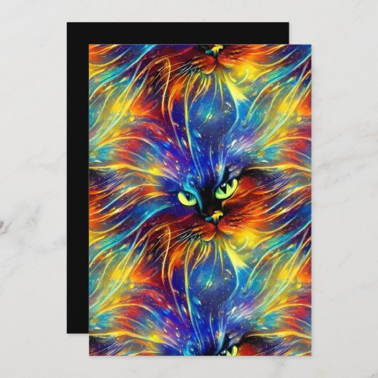 凝集抽象芸術絶妙な猫のスプラッシュシームレス シーズンカード (正面/裏面)