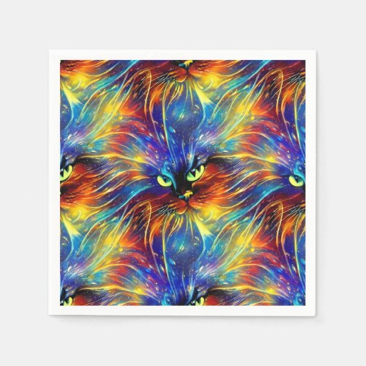 凝集抽象芸術絶妙な猫のスプラッシュシームレス スタンダードカクテルナプキン (正面)